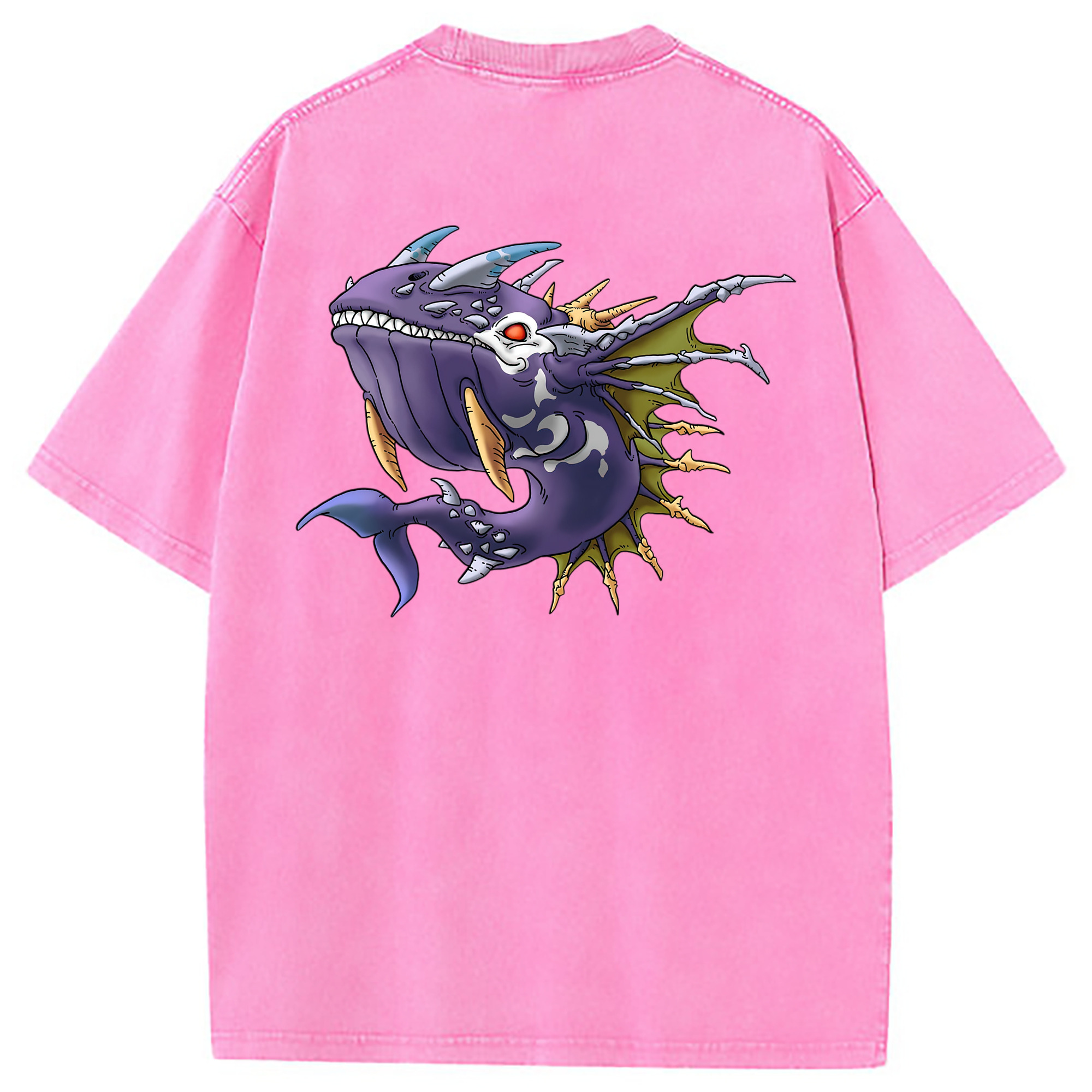 （画像用） ドラゴンクエスト Doragon Kuesuto Dragon Quest 綿100% ヴィンテージ風 半袖Tシャツ（背面プリント）